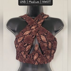 Brown Snake Print Crop Top
